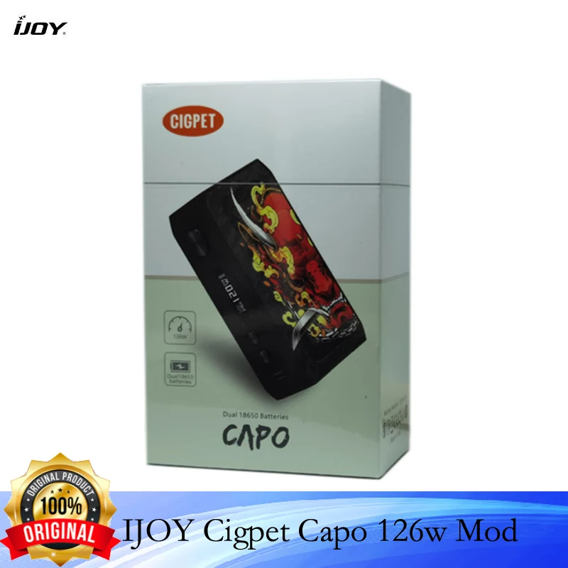 IJOY-Classic IJOY Cigarette Capo Box Mod, Alimentado por dupla 18650 Baterias Vape, 0,05 a 3,0 ohm 510 Tanque, VS Drag 2, Dovpo m Vv, 126W