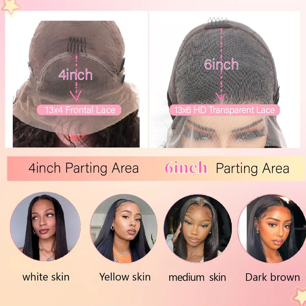 13X6 HD Transparent Wigs Pre Bleached Lace Frontal Wig Narutal Black Silky Straight Human Hair Wig with Ultimate Comfort