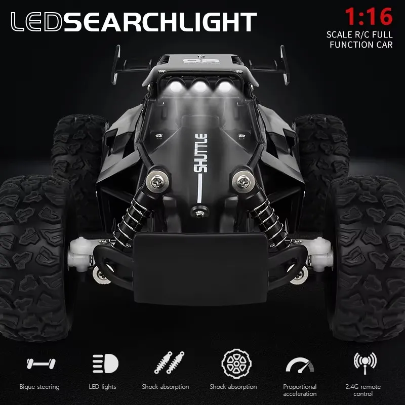 오이케 RC카 1:16 모델 LED 라이트 라디오 오프로드 무선 조종 등반 차량 야외 자동차 드리프트 레이싱 장난감 남자아이 선물