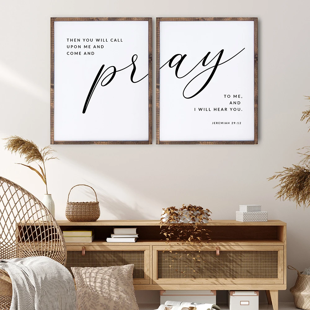 

Bible Verse Poster Jeremiah Pray To Me Canvas Painting Quote Nordic Art Print Minimalist Wall Picture For Living Room Home Decor
