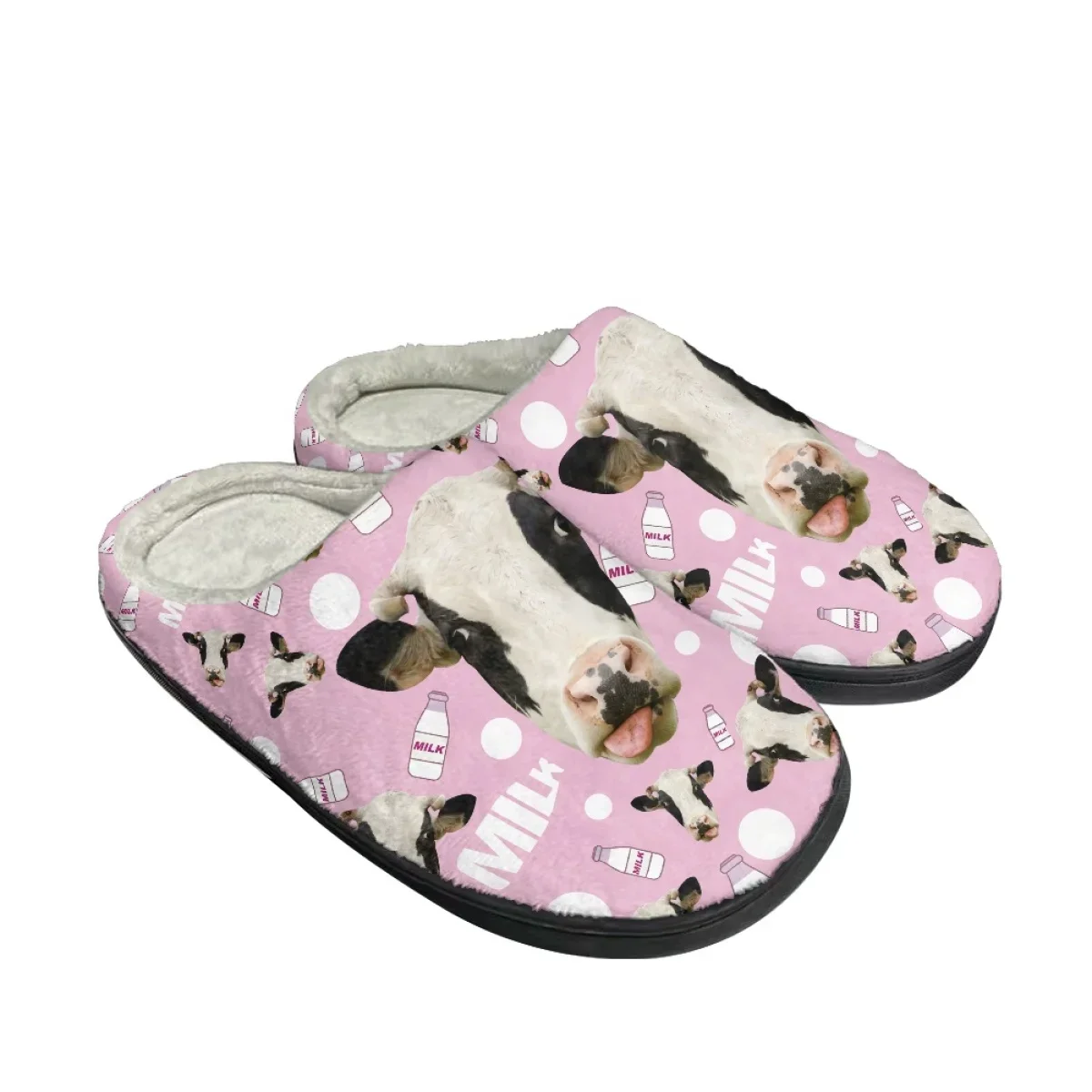 Fashion Cow Design Women's Casual Home Slippers Comfortable Casual Flats Footwear Autumn Warm Cotton Slippers Print On Demand