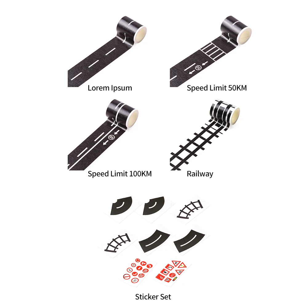 Diary Road Journal Scrapbooking Washi Tape Toy Kids Removable DIY Sticker Gift Student Cartoon Traffic Railway Masking Adhesive