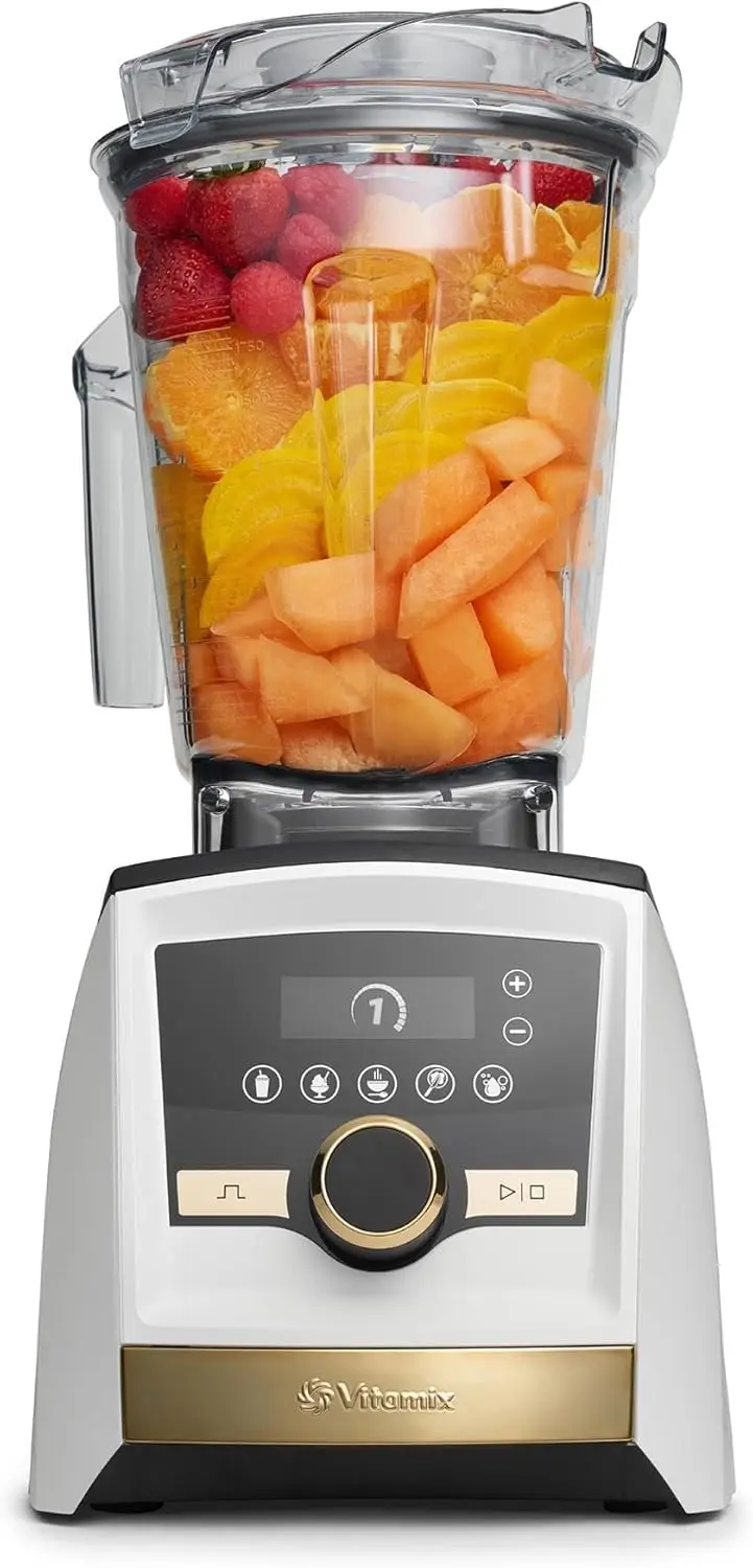 A3500 Ascent Series Gold Label Smart Blender Professional-Grade 64 oz. Low-Profile Container White with Gold Accents 3