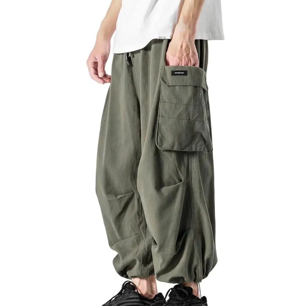 

Harajuku Vintage Cargo Pants Men Casual Joggers Harem Pants Solid Color Drawstring Cargo Pants Trousers 2022 pantalones hombre