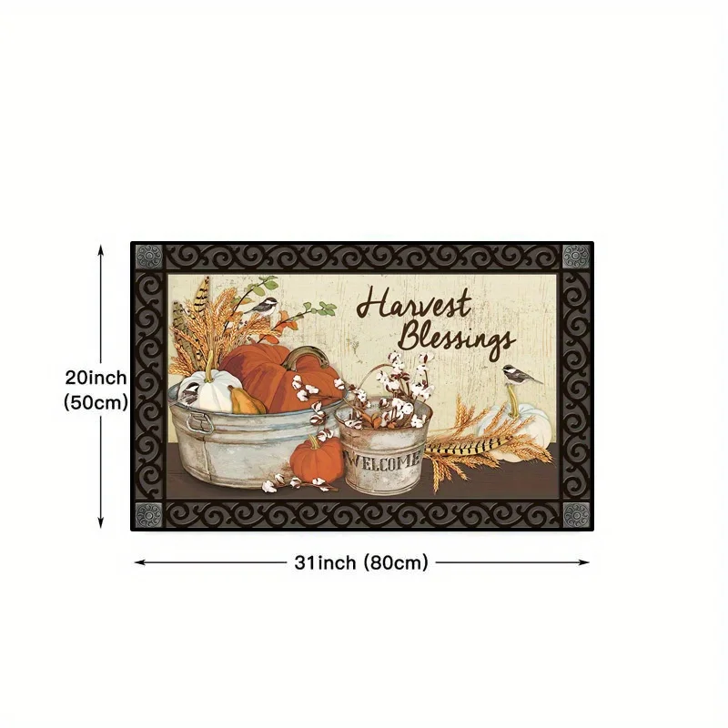 Fall Pumpkin Print Floormat Thanksgiving Autumn Harvest Balcony Kitchen Rug Living Room Bedroom Entrance Non-slip Rug Home Decor 6