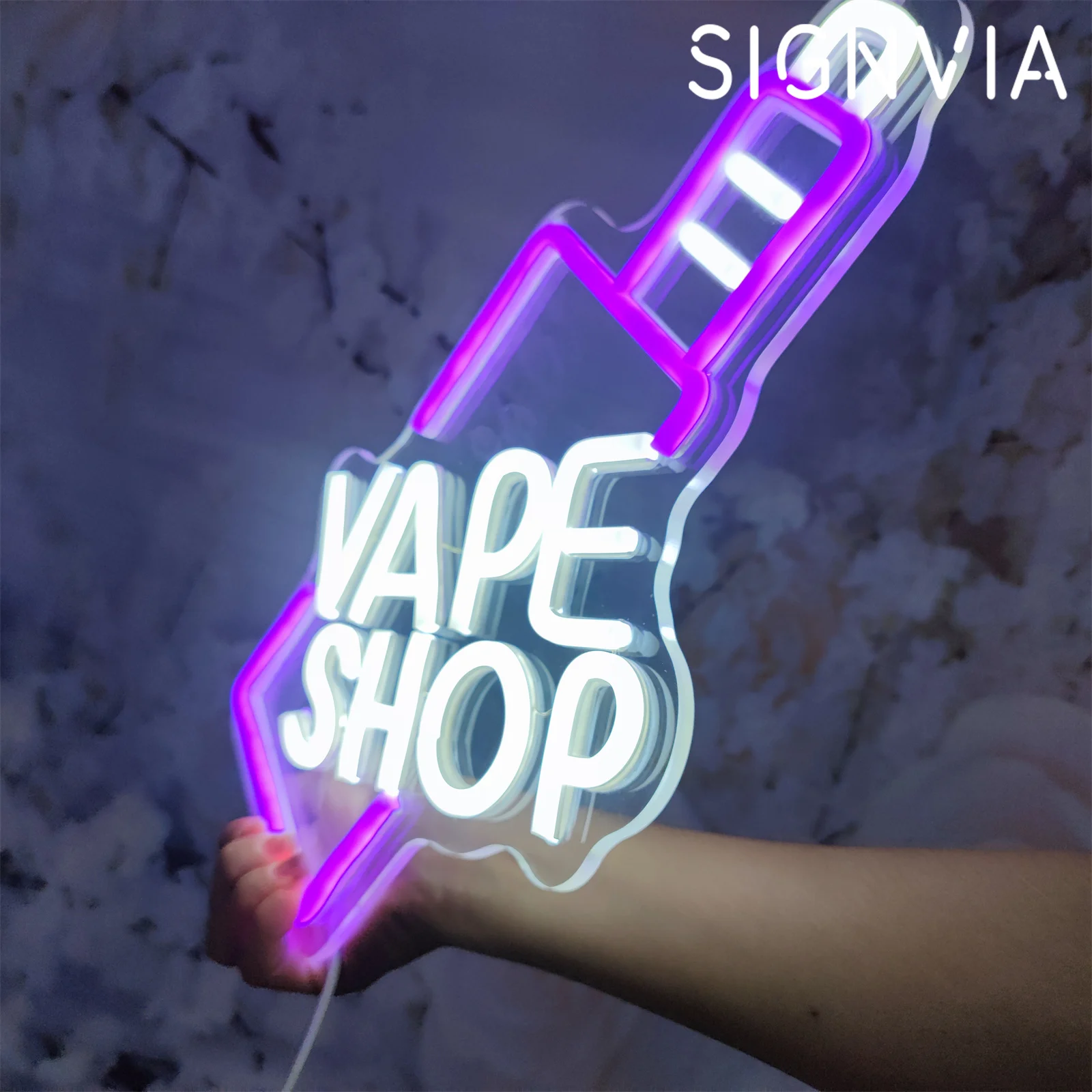 vape shop neon sign Vape Shop LED Neon Sign, Custom USB Powered Neon Lights Business Logo with  Switch, for Mall Vape Shop Wall Hanging Luminous  Decoration,19.7x15inch/50x38cm main image 1