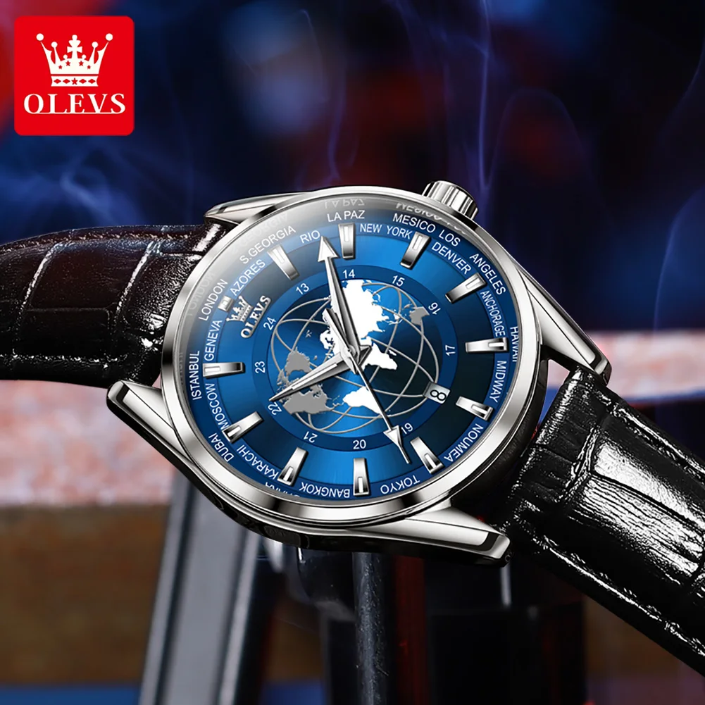 OLEVS 9926 Fashion Original Quartz Watch For Men Auto Date Business Wristwatch Waterproof Luminous Top Brand Leather Man Watches