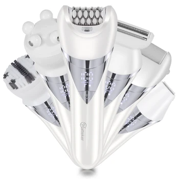 Depiladora Eléctrica 6 en 1 para Piernas Bikini Cara Cuerpo Recargable para Conveniencia IPX6 Húmeda/Seca para Mujeres