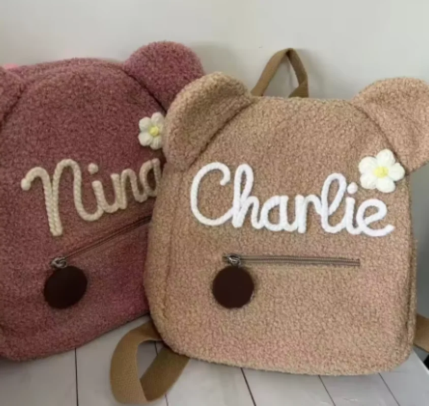 Customized Teddy Bear Backpack Handmade Name Children's School Backpack Children's Day Party Gift Birthday Bag Personalized Name 2