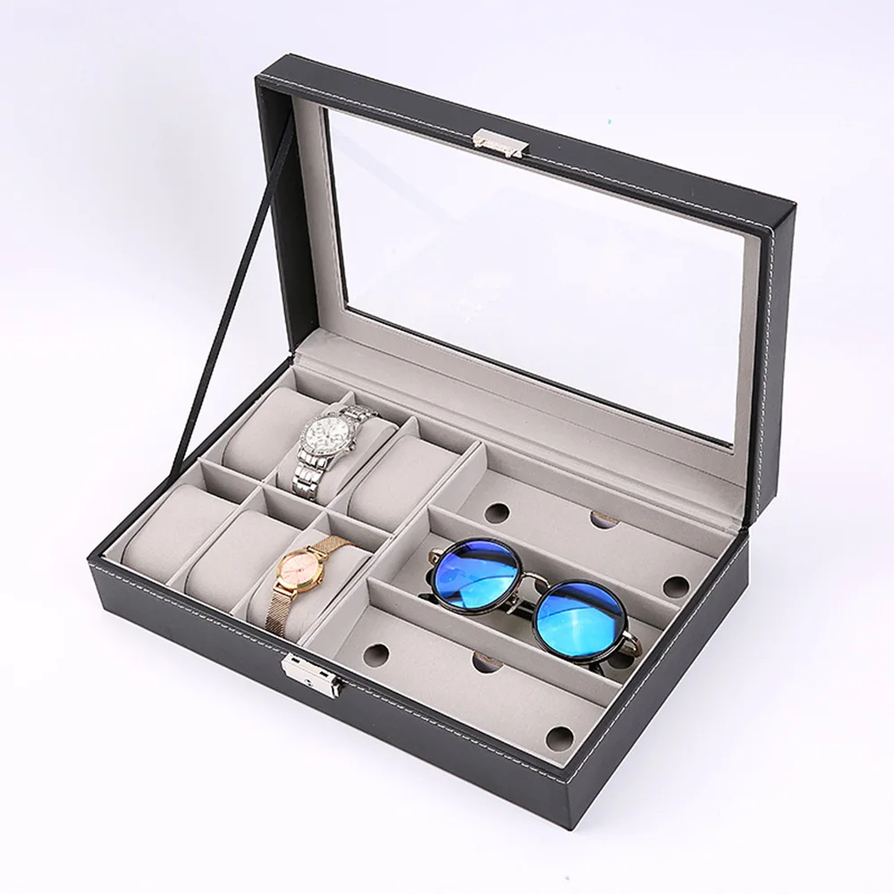 Multi-Grids-Pu-Leather-Watch-Storage-Box-Glasses-Organizer-Jewelry ...