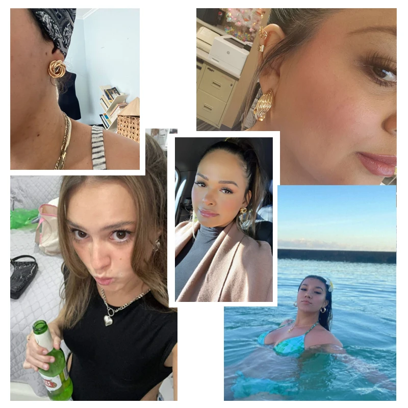 2023 Pearl Gold Color Creative Hoop Earrings Retro Booho Geometric Twist Earrings for Women Trendy Hepburn Style Jewerly Gifts