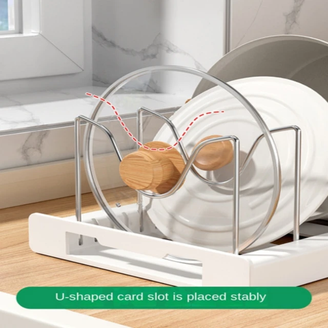 Kitchen utensil artifact pot storage rack Foldable kitchen utensil storage rack Kitchen pot lid storage rack 4