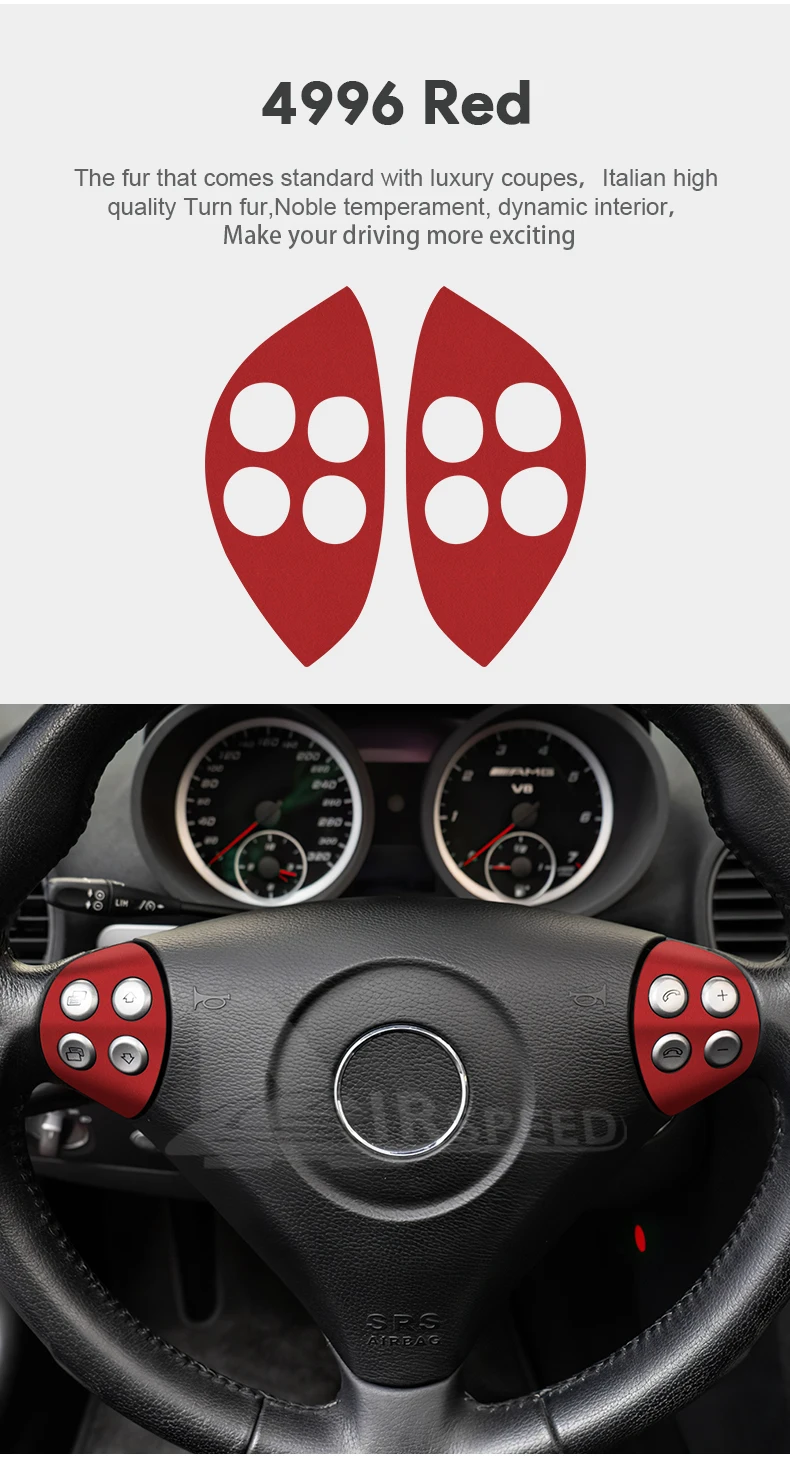 Für Mercedes Benz SLK R171 2004-2010 Wildleder-Lenkradverkleidung LHD RHD Aufkleber Auto-Lenkrad-Zubehör – Detail 8