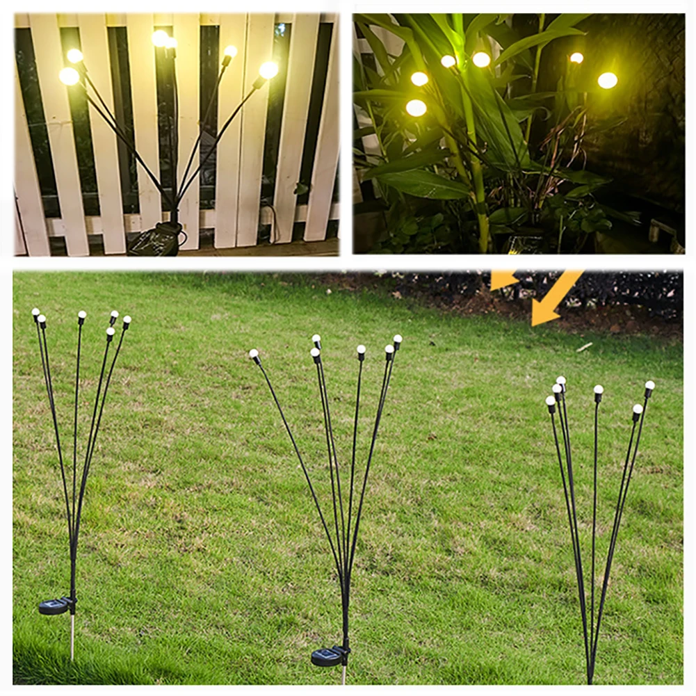 2PCS Solar LED Light Waterproof Outdoor Firework Firefly Patio Lawn Stake Light Wind-Driven Swing Landscape Light Garden Decor 2pcs lot new original hv9912ng g hv9912ng hv9912 sop16 power driven led lighting controller chip