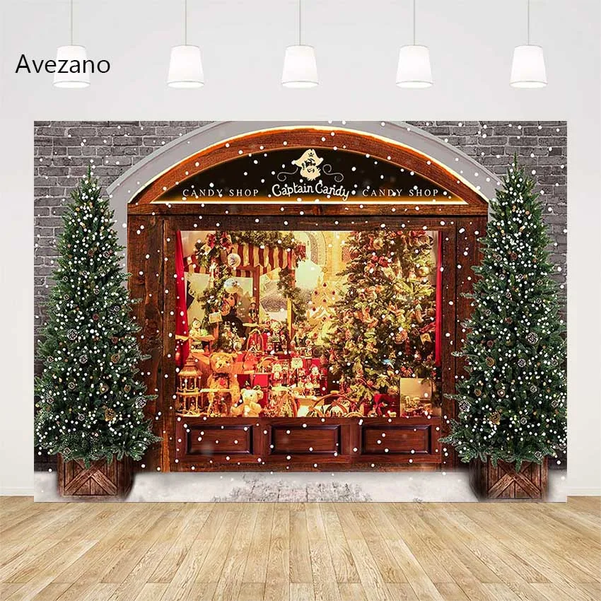 

Avezano Christmas Backdrops for Photography Candy Shop Snowflake Kids Holiday Portrait Decor Photoshoot Background Photo Studio