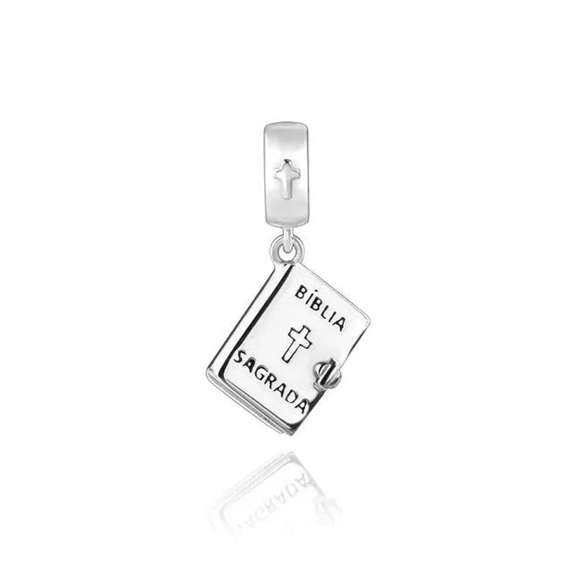 2024 New 925 Silver Jesus Cross The Holy Bible Pendant Charms Beads Fit DIY Original 3mm-5mm Bracelet By Women Gift 3
