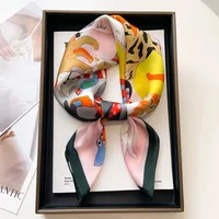 Luxury Brand 2024 Silk Square Scarf Women Cat Neck Hair Tie Band Beach Hijab Kerchief Head Headbands Bandana Female Foulard 70cm 6