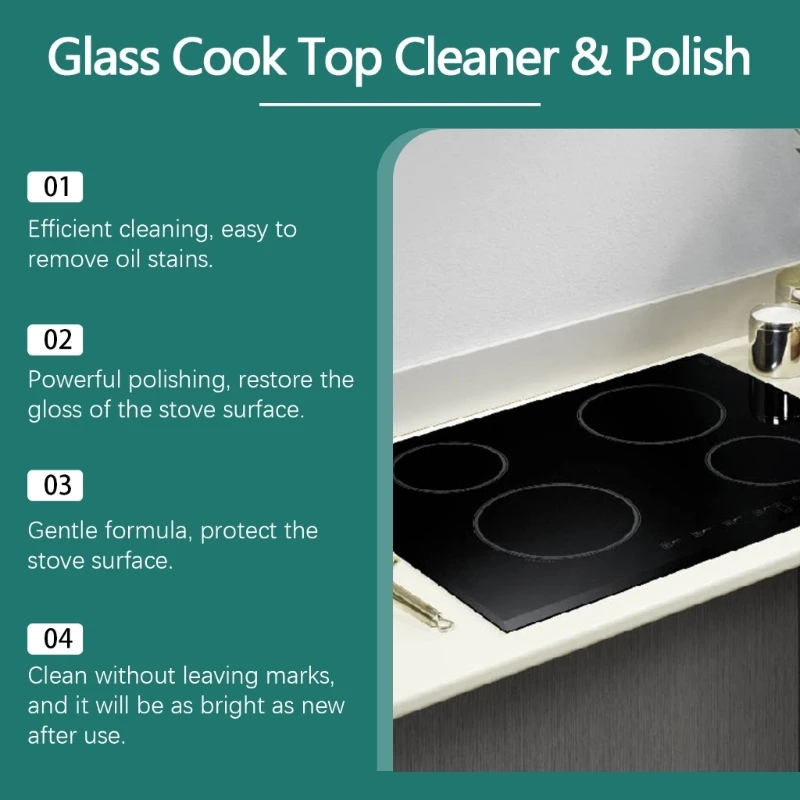 Glass Stove Cleaning Polish Powerful Glass Cooktop Cleaner Liquid for Efficient Oil Removal Eliminates Grease