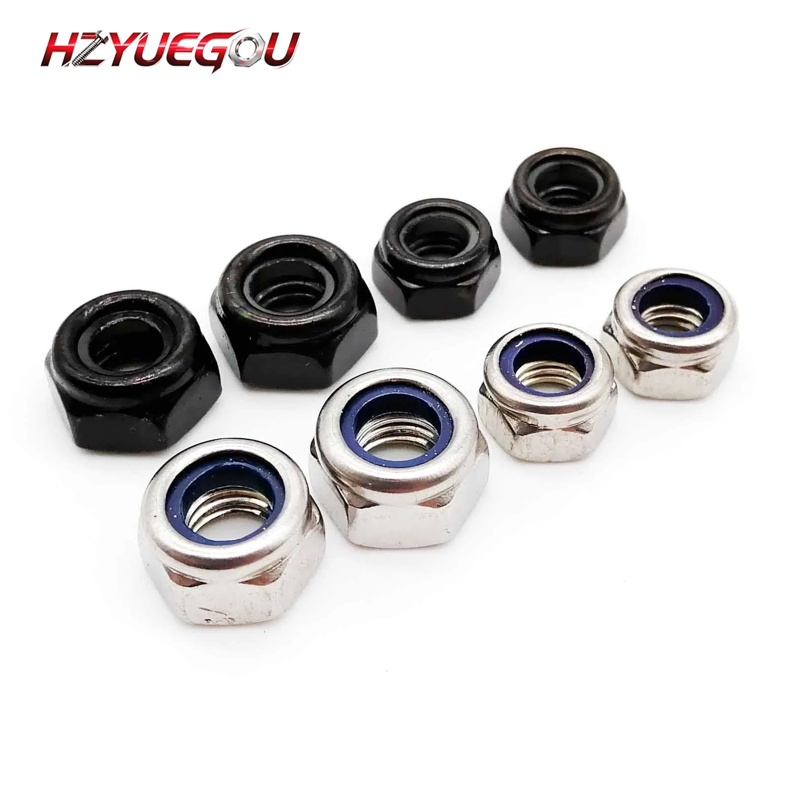 Premium Black Nylon Insert Self-Locking Hex Nut - 304 Stainless Steel
