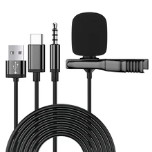 

Portable 3.5mm Mini Microphone For Phone Clip-on Lapel Lavalier USB Condenser Professional Mic For PC Laptop Type C Microphones