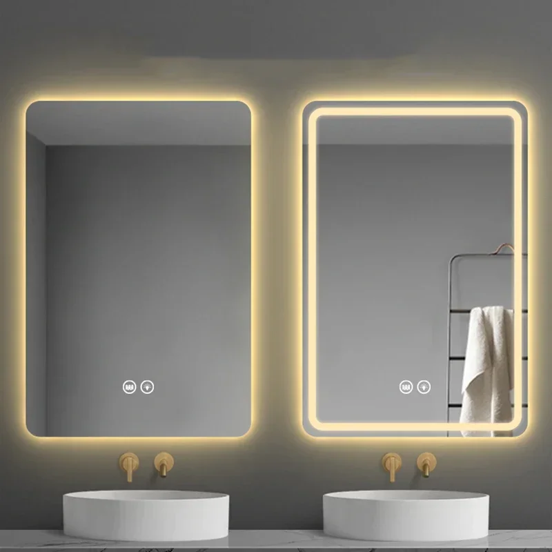 Smart Washroom Mirror Electric Battery Powered Design Bathroom Accessories Warm White Espejo Inteligente