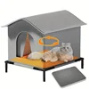 High Quality Oxford Cloth Outdoor Cat House with Stand - Insulated Shelter with Aluminum Foil Lining, Snow & Wind Protection 2