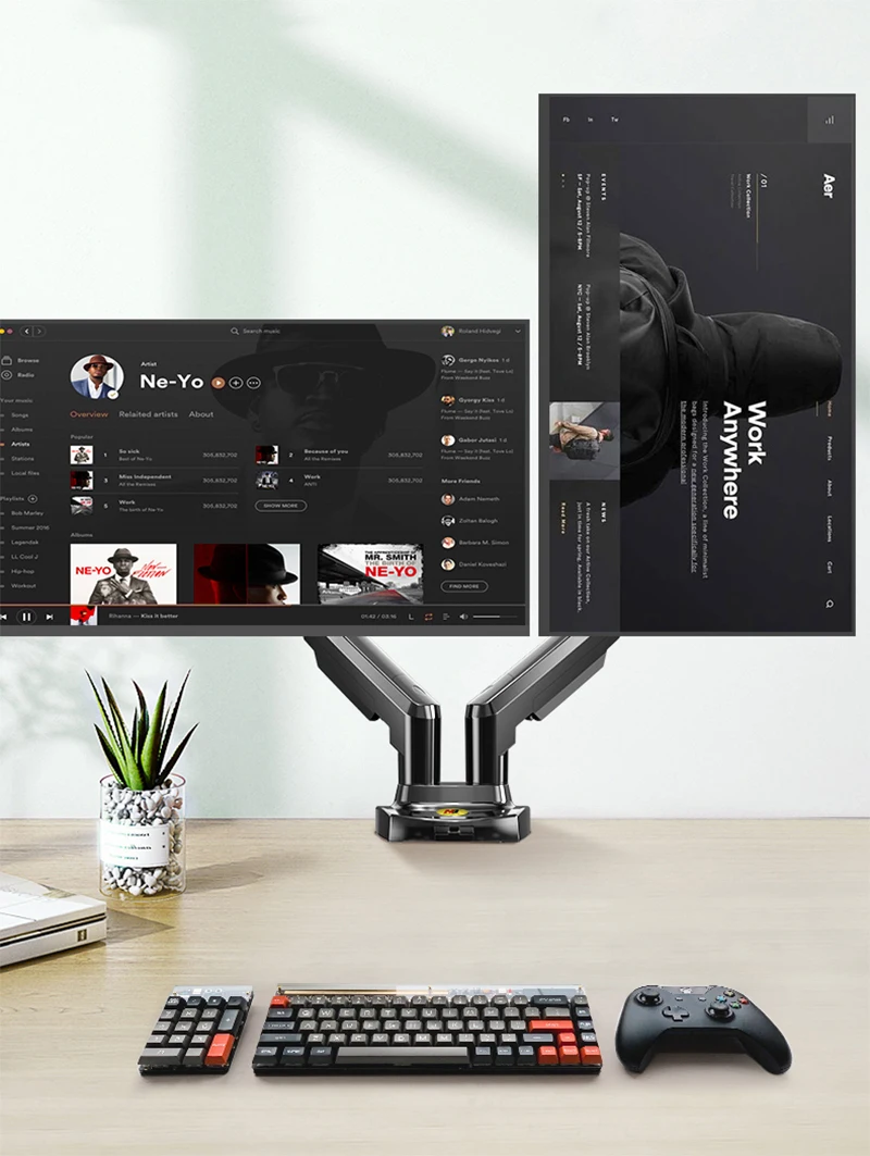 Desktop Gás Spring Suporte de Braço Duplo nb F160 Fp2 17 -27 Suporte do Monitor 10 17 Suporte Laptop Air Press Mount Stand 2-9kg de Carga - Imagem 6
