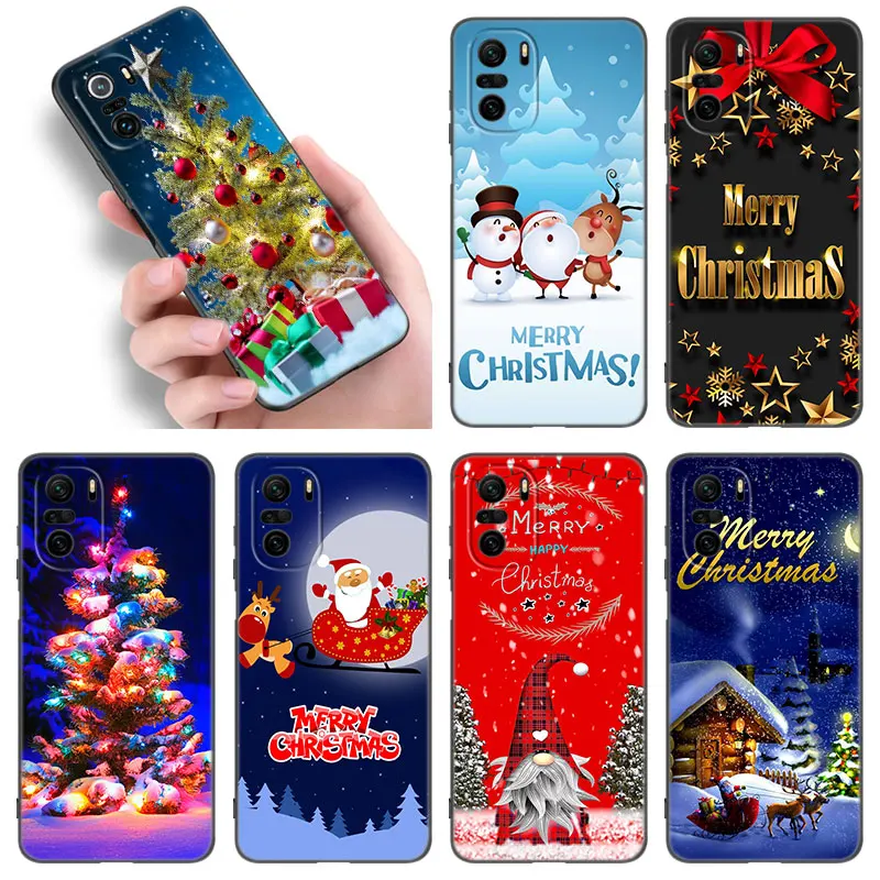 Merry Christmas Tree Elk Phone Case Per Xiaomi Poco F2 F3 M2 M3 M4 X3 X4 Pro Nfc F4 Gt 5G F1 X2 C3 C31 C40 M5S Soft Black Cover