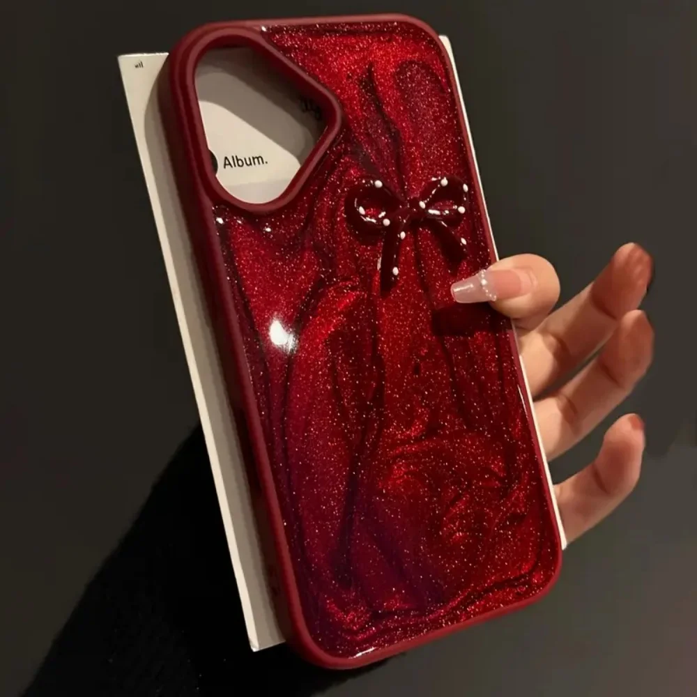 Luxury Shiny Polka Dot Bowknot Phone Case - Fashion Shockproof Protective Cover