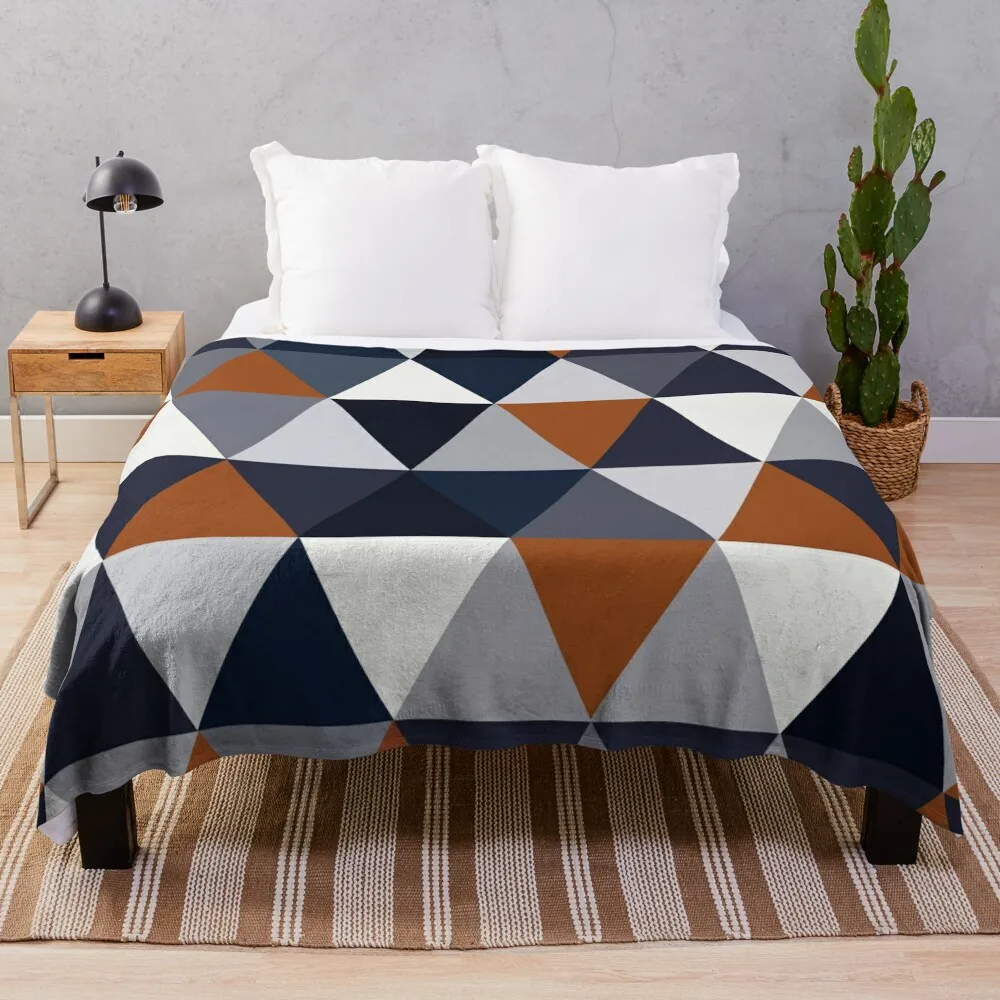 

Navy and Rust Triangles I Throw Blanket Kid'S Large funny gift Luxury Designer Blankets