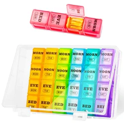Extra Large 7 - Day Pill Organizer with Detachable Moisture - Proof Compartments (Colorful)
