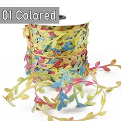 Silk Leaf - Shaped Green Ribbon Trim for DIY Decorations and Crafts (01 Colored)