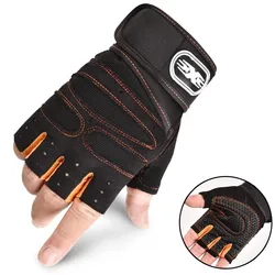Enhanced Performance Half Finger Workout Gloves with Wrist Support for Sport & Fitness Activities (Orange)