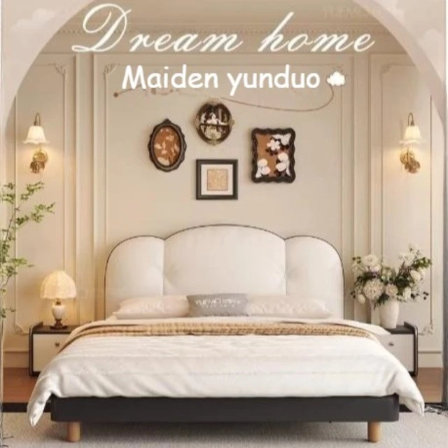Décoration de chambre à coucher moderne pour adolescentes, lit double, table de chevet avec tiroirs, lit king size, meubles de chambre à coucher. 1