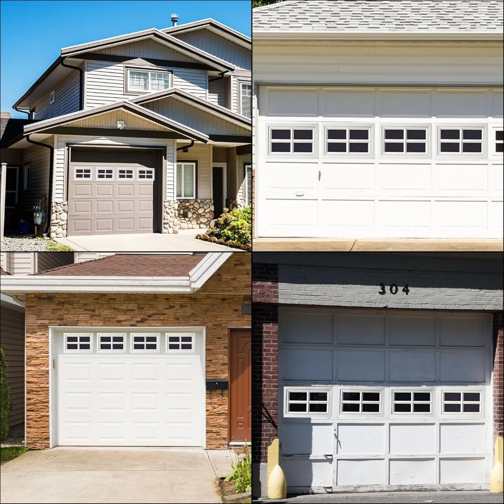 4 pcs garage door windows, replacement vinyl windows inserts kit with uv resistant resin glass for exterior garage doors (cross