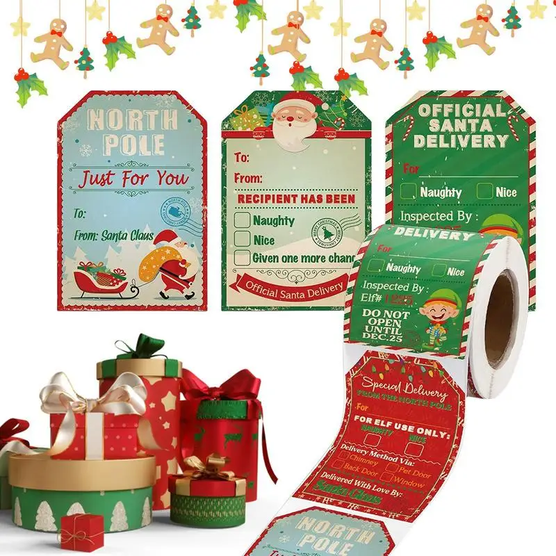 

200Pcs/Roll Self-adhesive Christmas Labels/roll Christmas Writable Christmas Or Festive Decorations Stickers Gifts Envelopes