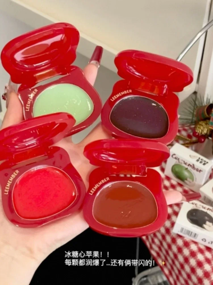 LEEMEMBER Christmas Light Shimmer Blush Cream Lipstick Multiuse Natural Red Apple Clear Cheek Brighten Makeup Gift