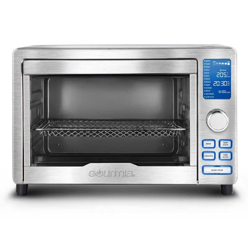 Digital Stainless Steel Toaster Oven with Built-in Air Fryer Functionality biolomix stainless steel dual heating air fryer oven oil free toaster rotisserie and dehydrator 11 in 1 15 l 1700 w