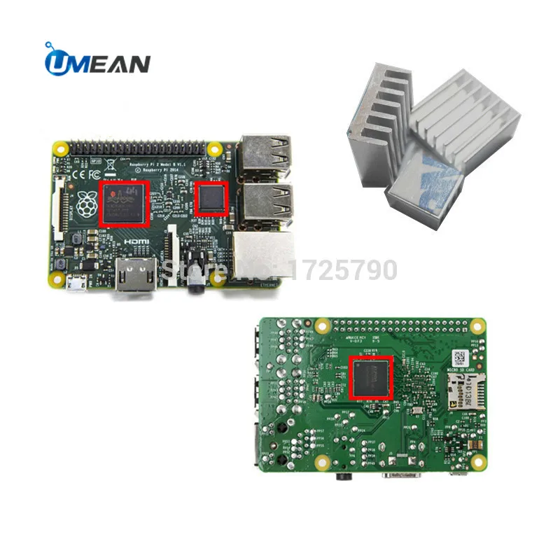 2 Big 1 Small Adhesive Raspberry Pi 3 B+ Heatsink Cooler Aluminum Heat Sink Kit Radiator