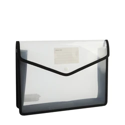 Large Capacity Waterproof Plastic Document Organizer Envelope (Black - A4)