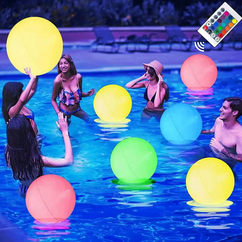 

40CM LED Glowing Beach Ball Light Remote Control 16 Colors Waterproof Inflatable Floating Pool Light Yard Lawn Party Lamp