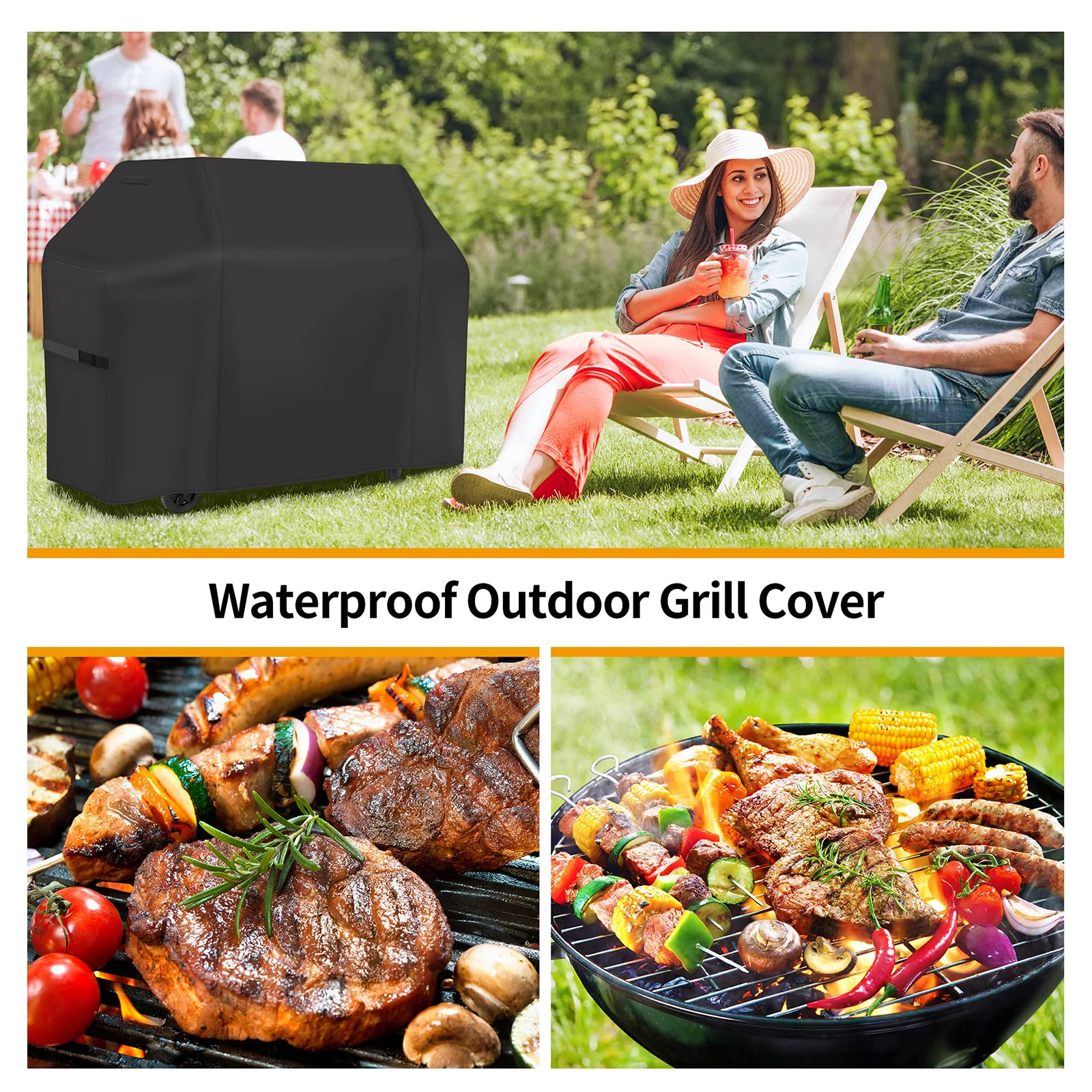BBQ Gas Grill Cover 420D Heavy Duty Waterproof UV Fade Resistant for Weber Char-Broil Nexgrill Barbecue Smoker Cover With handle
