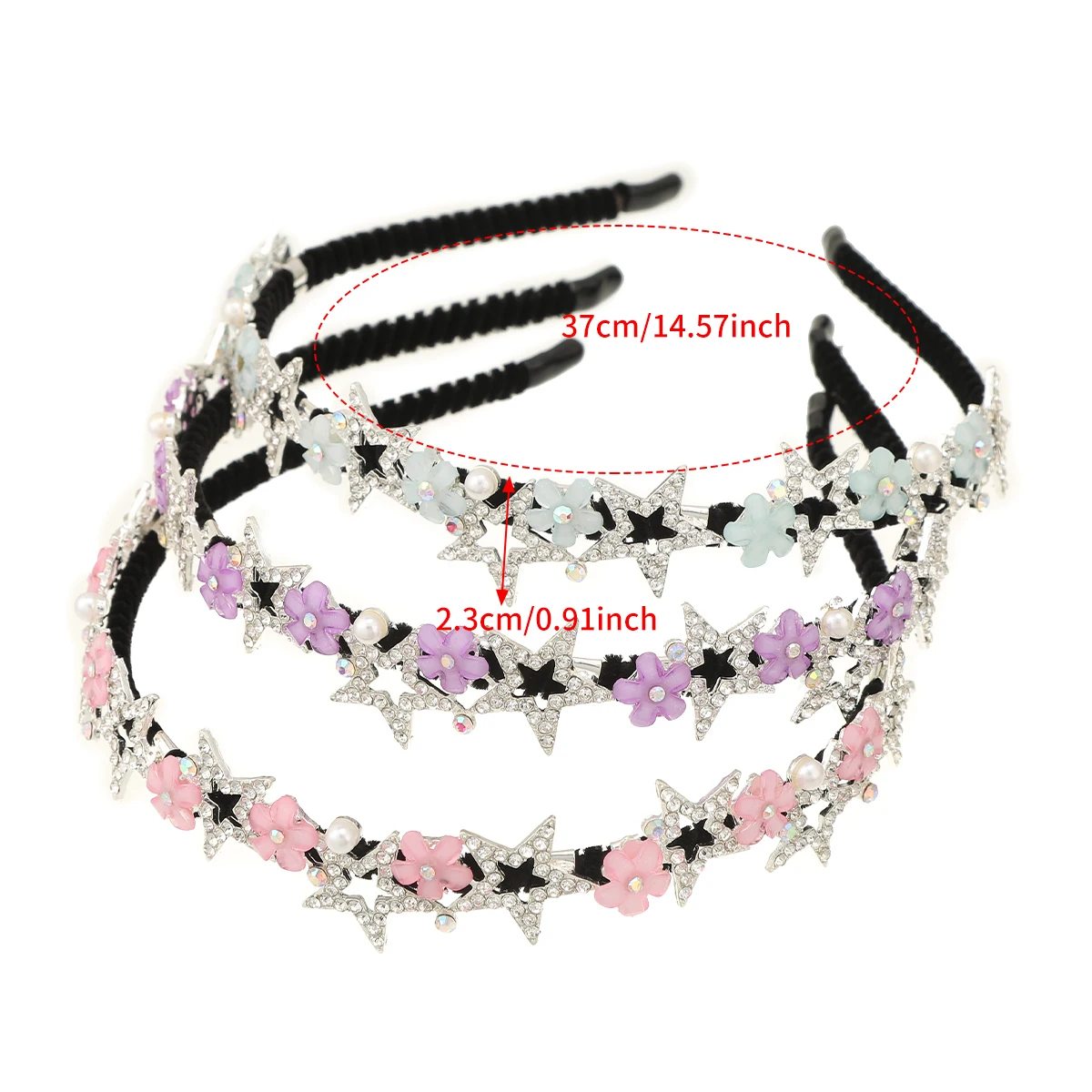 Rhinestone Star Headband For Women Wedding Outgoing Headbands Bezel Head Hoop Ladies Non-slip Hairbands Hair Accessories