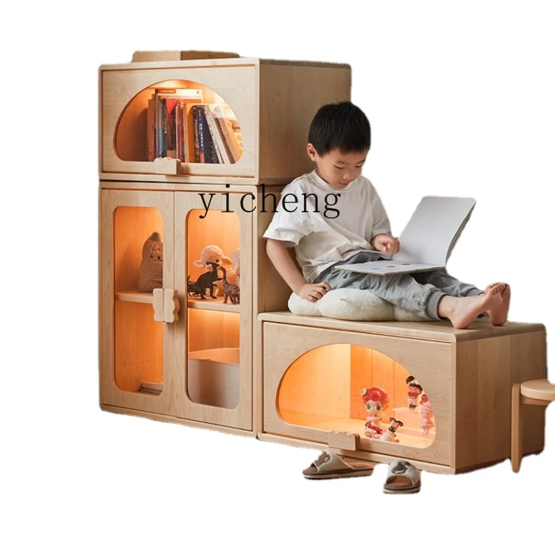 

ZC Soymilk Box Children's Toy Game Hand Office Storage Box All Solid Wood Transparent Display Storage Cabinet