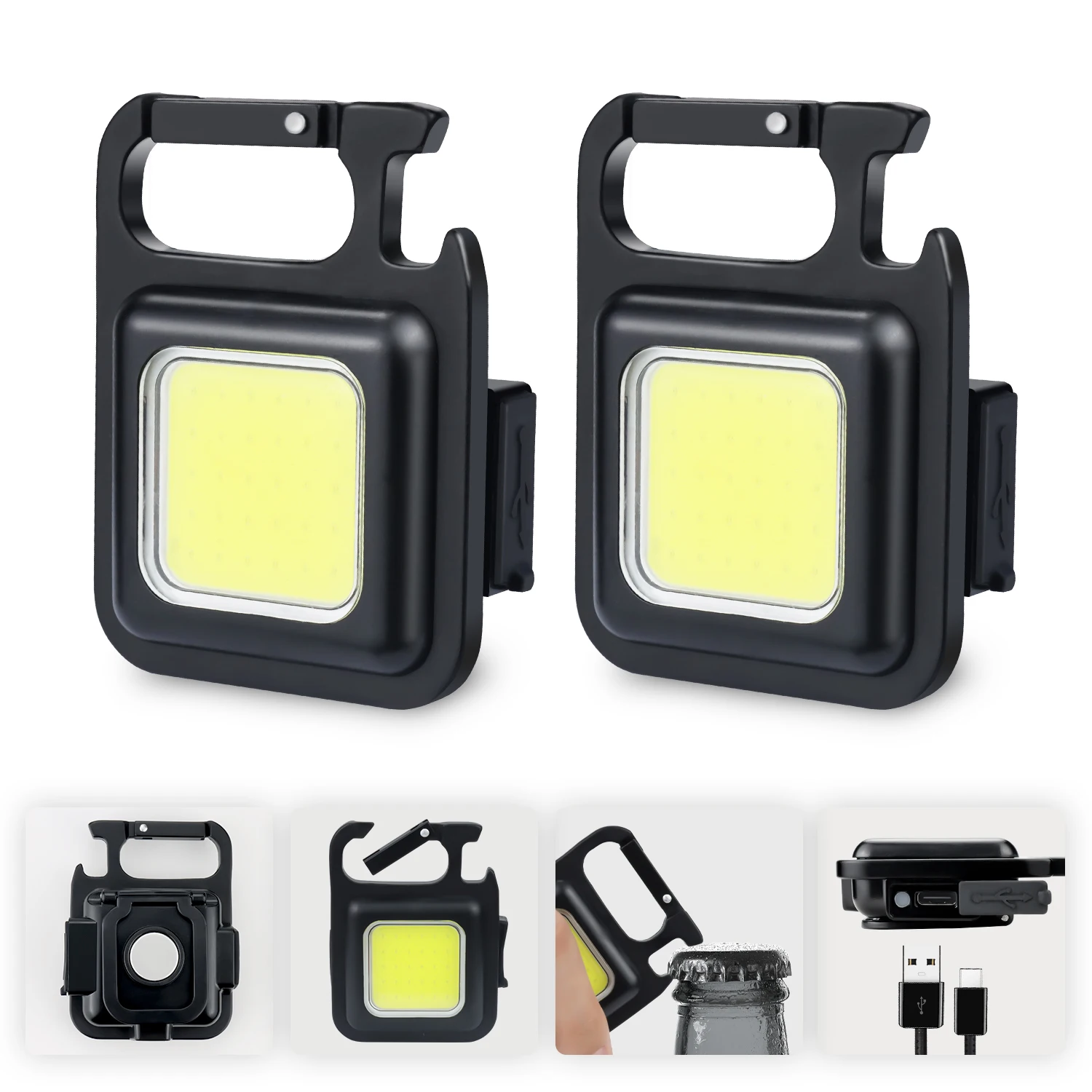 

Mini LED Flashlight Work Light Portable Pocket Flashlight Keychains USB Rechargeable for Outdoor Camping Small Light Corkscrew