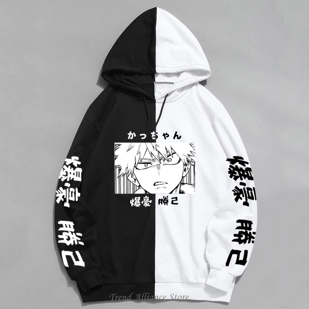 

2022 Harajuku My Hero Academia Hoodies Men Women Long Sleeve Sweatshirt Bakugou Katsuki Anime Manga Black Hoodies Tops Clothes
