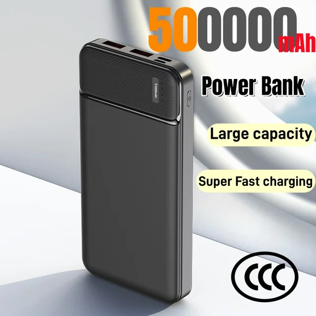 500000mAh Portable Power Bank 120W Large Capacity Super Fast Charging Powerbank Outdoor Travel External Battery 2026 New