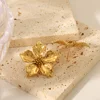 Trendy Golden Flower Earrings for Women Waterproof Stainless Steel Stylish Ear Accessories on Instagram 4