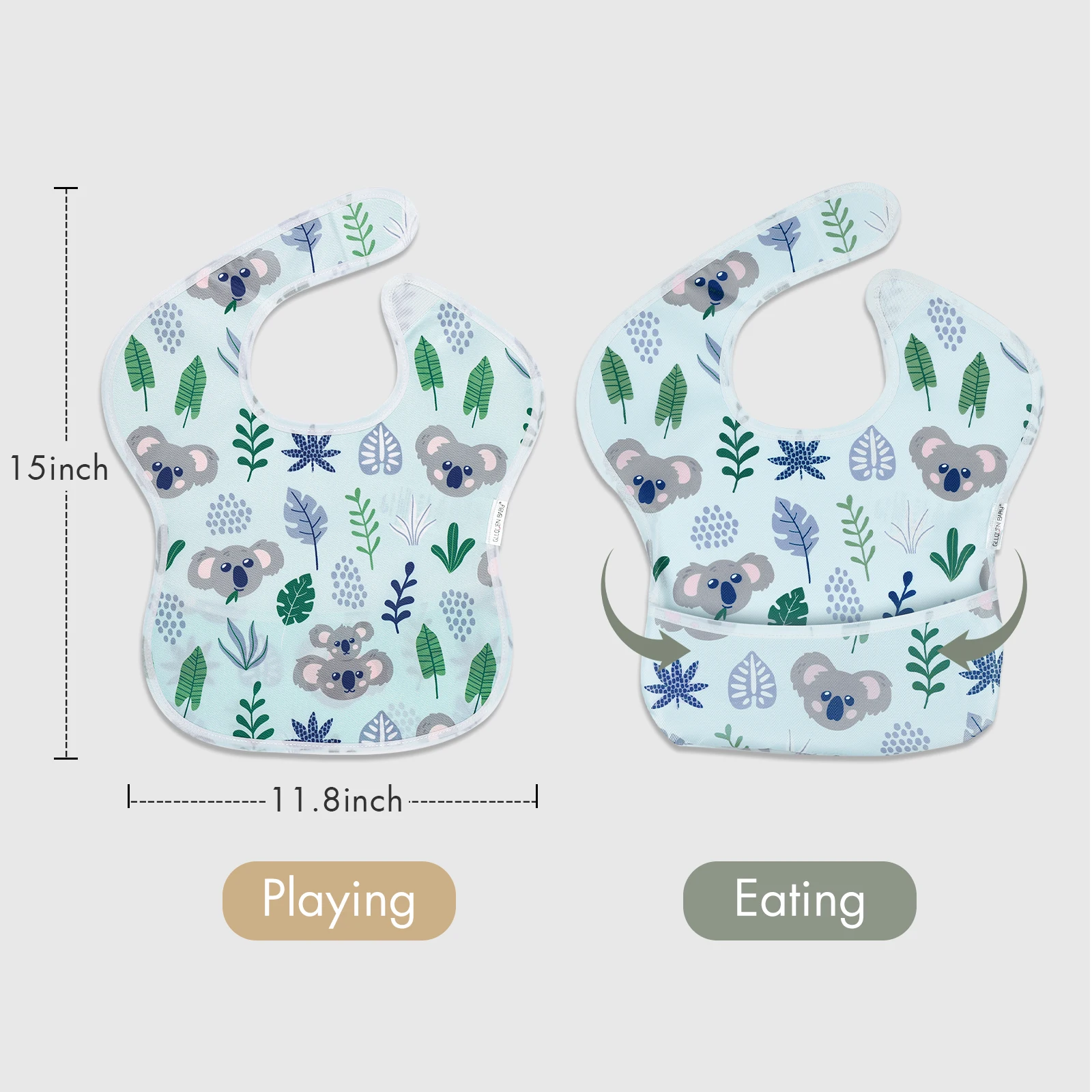 Waterproof Baby Bibs Cartoon Bibs TPU Coating Feeding Bibs Washable Infant Saliva Towel With Food Catcher for Baby Girls & Boys