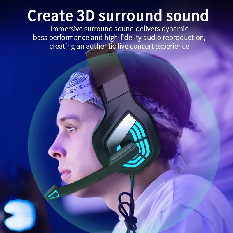 Wired Headphones Gaming Headphones Wired Headset G7 Gaming Headset With Noise-cancelling Microphone Surround Sound 3.5mm Wired LED Lights Gaming Headset For Gamers PC Laptop